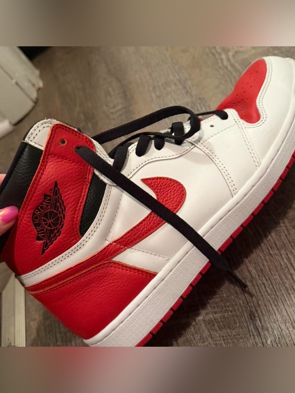Men’s Air Jordan 1 White & Red High Top Sneaker